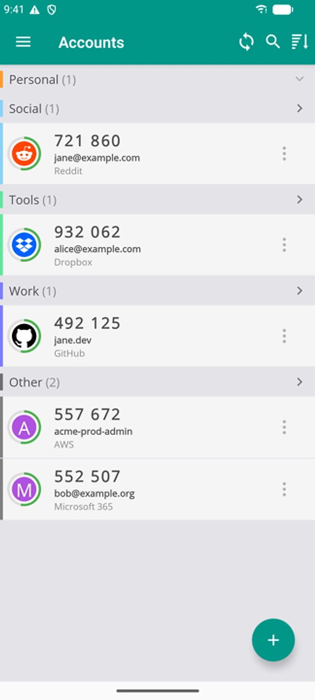 An Import Preview screen reading 2 importable, 0 duplicate, 1 unsupported, with a row for each account found in the file.